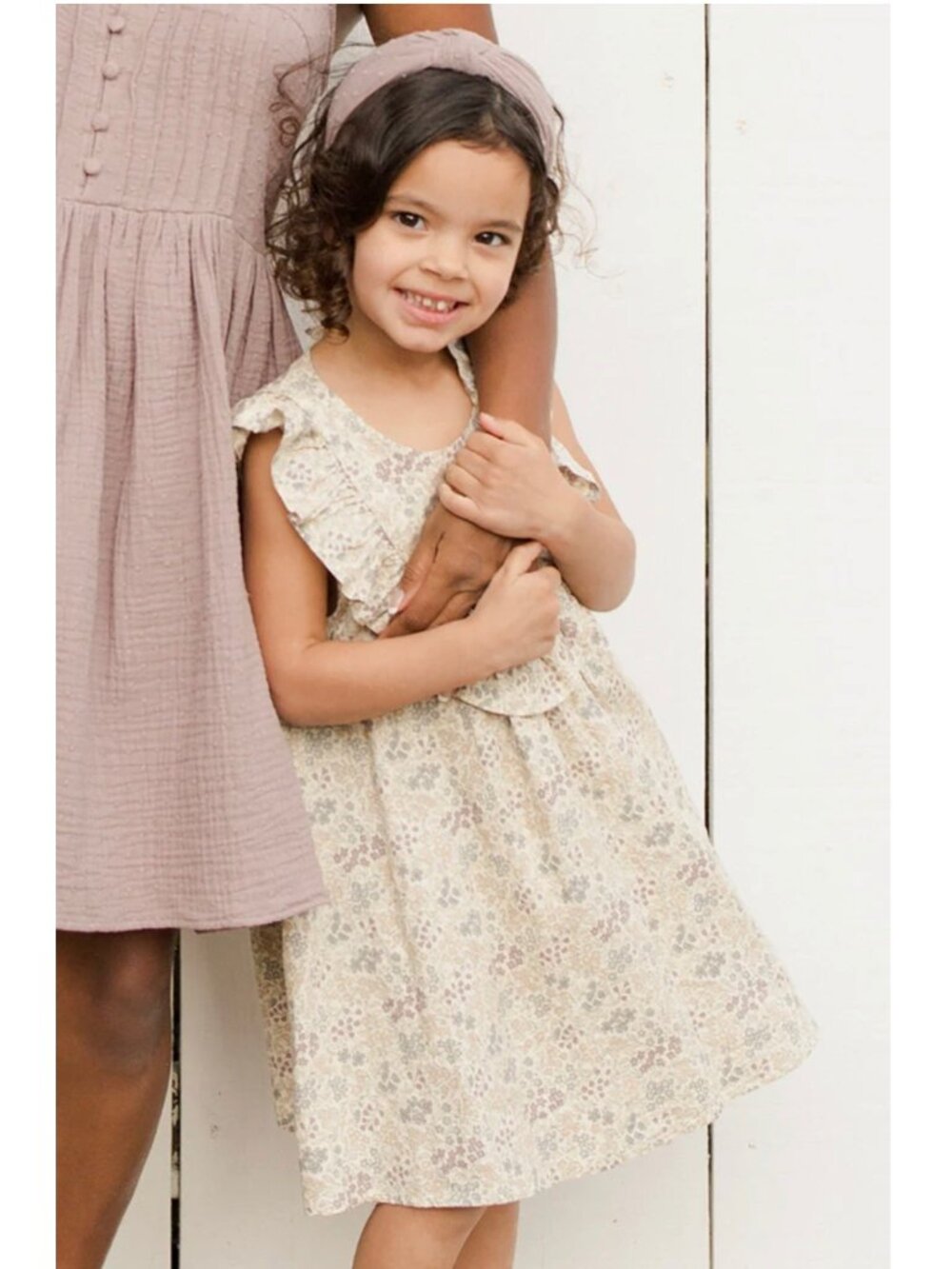 NWT Girls linen Dress Rylee + Cru Maisie GARDEN purple pink 8-9y
